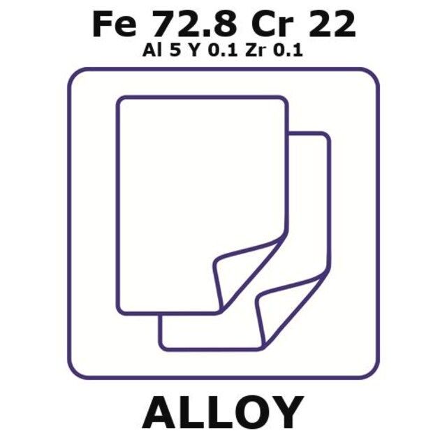 Fecralloy-Iron-Chromium, Fe72.8Cr22Al5Y0.1Zr0.1