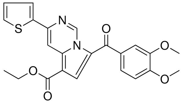 ET 7-(3,4-DIMETHOXYBENZOYL)-3-(2-THIENYL)PYRROLO(1,2-C)PYRIMIDINE-5-CARBOXYLATE