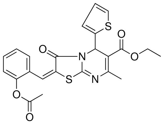 ETHYL (2E)-2-[2-(ACETYLOXY)BENZYLIDENE]-7-METHYL-3-OXO-5-(2-THIENYL)-2,3-DIHYDRO-5H-[1,3]THIAZOLO[3,2-A]PYRIMIDINE-6-CARBOXYLATE