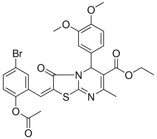 ETHYL (2E)-2-[2-(ACETYLOXY)-5-BROMOBENZYLIDENE]-5-(3,4-DIMETHOXYPHENYL)-7-METHYL-3-OXO-2,3-DIHYDRO-5H-[1,3]THIAZOLO[3,2-A]PYRIMIDINE-6-CARBOXYLATE