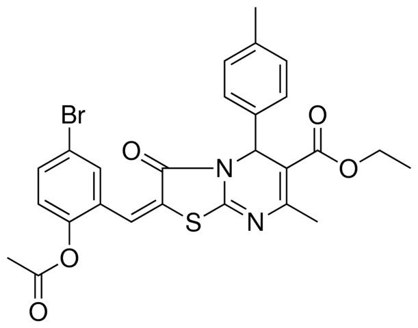 ETHYL (2E)-2-[2-(ACETYLOXY)-5-BROMOBENZYLIDENE]-7-METHYL-5-(4-METHYLPHENYL)-3-OXO-2,3-DIHYDRO-5H-[1,3]THIAZOLO[3,2-A]PYRIMIDINE-6-CARBOXYLATE