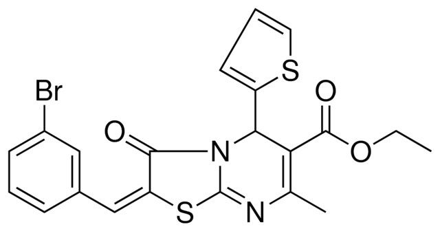 ETHYL (2E)-2-(3-BROMOBENZYLIDENE)-7-METHYL-3-OXO-5-(2-THIENYL)-2,3-DIHYDRO-5H-[1,3]THIAZOLO[3,2-A]PYRIMIDINE-6-CARBOXYLATE