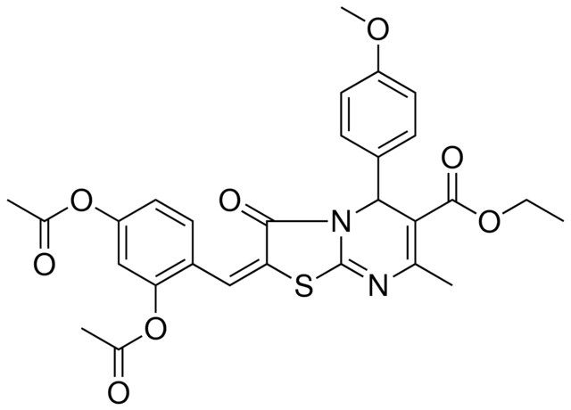 ETHYL (2E)-2-[2,4-BIS(ACETYLOXY)BENZYLIDENE]-5-(4-METHOXYPHENYL)-7-METHYL-3-OXO-2,3-DIHYDRO-5H-[1,3]THIAZOLO[3,2-A]PYRIMIDINE-6-CARBOXYLATE