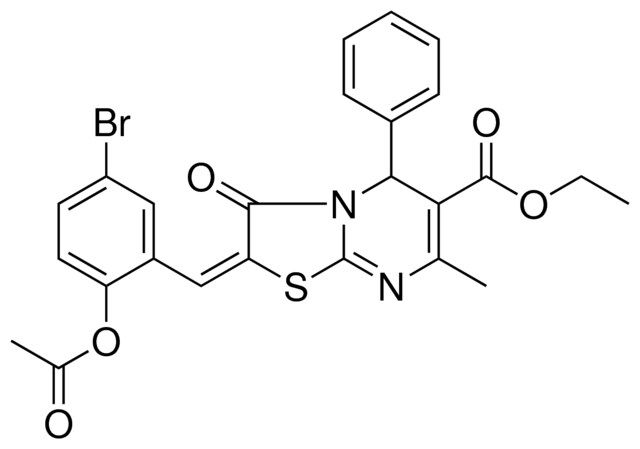 ETHYL (2E)-2-[2-(ACETYLOXY)-5-BROMOBENZYLIDENE]-7-METHYL-3-OXO-5-PHENYL-2,3-DIHYDRO-5H-[1,3]THIAZOLO[3,2-A]PYRIMIDINE-6-CARBOXYLATE