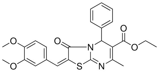 ETHYL (2E)-2-(3,4-DIMETHOXYBENZYLIDENE)-7-METHYL-3-OXO-5-PHENYL-2,3-DIHYDRO-5H-[1,3]THIAZOLO[3,2-A]PYRIMIDINE-6-CARBOXYLATE