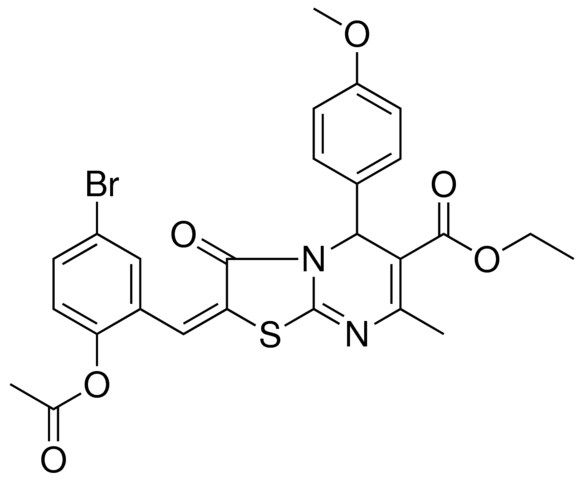 ETHYL (2E)-2-[2-(ACETYLOXY)-5-BROMOBENZYLIDENE]-5-(4-METHOXYPHENYL)-7-METHYL-3-OXO-2,3-DIHYDRO-5H-[1,3]THIAZOLO[3,2-A]PYRIMIDINE-6-CARBOXYLATE