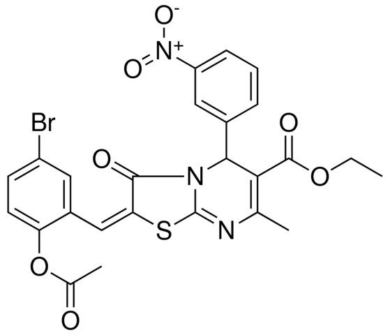 ETHYL (2E)-2-[2-(ACETYLOXY)-5-BROMOBENZYLIDENE]-7-METHYL-5-(3-NITROPHENYL)-3-OXO-2,3-DIHYDRO-5H-[1,3]THIAZOLO[3,2-A]PYRIMIDINE-6-CARBOXYLATE