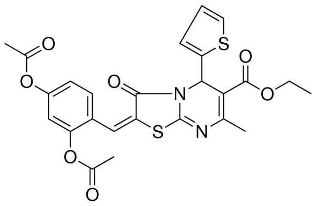 ETHYL (2E)-2-[2,4-BIS(ACETYLOXY)BENZYLIDENE]-7-METHYL-3-OXO-5-(2-THIENYL)-2,3-DIHYDRO-5H-[1,3]THIAZOLO[3,2-A]PYRIMIDINE-6-CARBOXYLATE