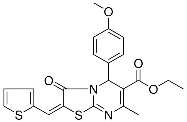 ETHYL (2E)-5-(4-METHOXYPHENYL)-7-METHYL-3-OXO-2-(2-THIENYLMETHYLENE)-2,3-DIHYDRO-5H-[1,3]THIAZOLO[3,2-A]PYRIMIDINE-6-CARBOXYLATE