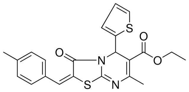 ETHYL (2E)-7-METHYL-2-(4-METHYLBENZYLIDENE)-3-OXO-5-(2-THIENYL)-2,3-DIHYDRO-5H-[1,3]THIAZOLO[3,2-A]PYRIMIDINE-6-CARBOXYLATE