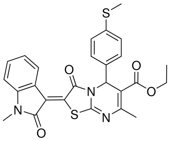 ETHYL (2Z)-7-METHYL-2-(1-METHYL-2-OXO-1,2-DIHYDRO-3H-INDOL-3-YLIDENE)-5-[4-(METHYLSULFANYL)PHENYL]-3-OXO-2,3-DIHYDRO-5H-[1,3]THIAZOLO[3,2-A]PYRIMIDINE-6-CARBOXYLATE