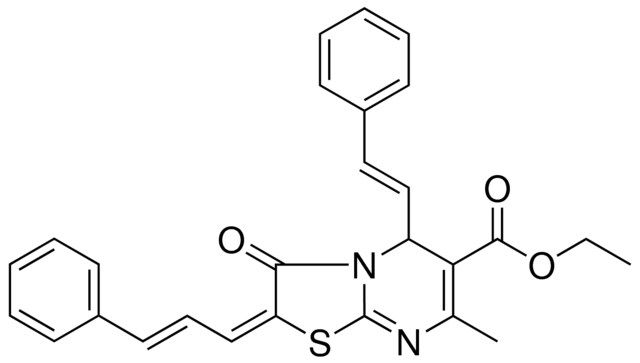 ETHYL (2E)-7-METHYL-3-OXO-5-[(E)-2-PHENYLETHENYL]-2-[(2E)-3-PHENYL-2-PROPENYLIDENE]-2,3-DIHYDRO-5H-[1,3]THIAZOLO[3,2-A]PYRIMIDINE-6-CARBOXYLATE