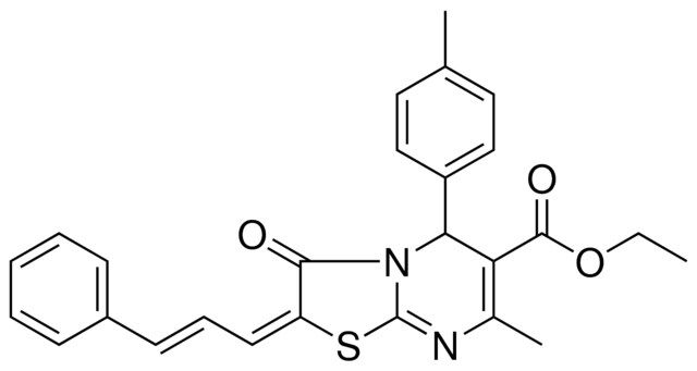 ETHYL (2E)-7-METHYL-5-(4-METHYLPHENYL)-3-OXO-2-[(2E)-3-PHENYL-2-PROPENYLIDENE]-2,3-DIHYDRO-5H-[1,3]THIAZOLO[3,2-A]PYRIMIDINE-6-CARBOXYLATE