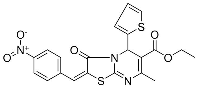 ETHYL (2E)-7-METHYL-2-(4-NITROBENZYLIDENE)-3-OXO-5-(2-THIENYL)-2,3-DIHYDRO-5H-[1,3]THIAZOLO[3,2-A]PYRIMIDINE-6-CARBOXYLATE