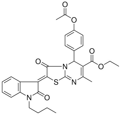 ETHYL (2Z)-5-[4-(ACETYLOXY)PHENYL]-2-(1-BUTYL-2-OXO-1,2-DIHYDRO-3H-INDOL-3-YLIDENE)-7-METHYL-3-OXO-2,3-DIHYDRO-5H-[1,3]THIAZOLO[3,2-A]PYRIMIDINE-6-CARBOXYLATE