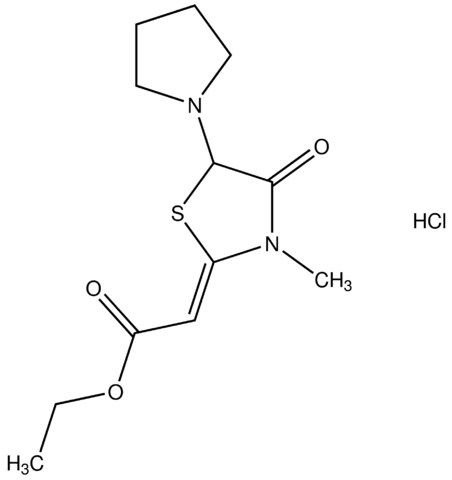 ethyl (2Z)-[3-methyl-4-oxo-5-(1-pyrrolidinyl)-1,3-thiazolidin-2-ylidene]ethanoate hydrochloride