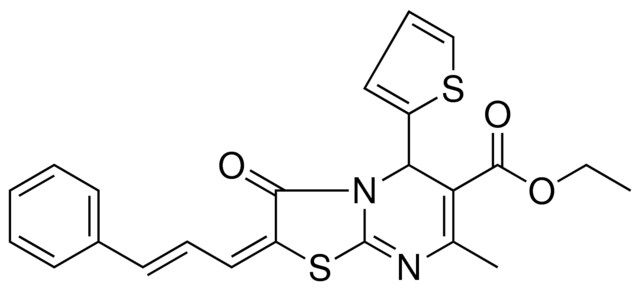 ETHYL (2E)-7-METHYL-3-OXO-2-[(2E)-3-PHENYL-2-PROPENYLIDENE]-5-(2-THIENYL)-2,3-DIHYDRO-5H-[1,3]THIAZOLO[3,2-A]PYRIMIDINE-6-CARBOXYLATE