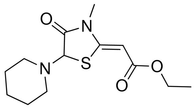 ethyl (2Z)-[3-methyl-4-oxo-5-(1-piperidinyl)-1,3-thiazolidin-2-ylidene]ethanoate