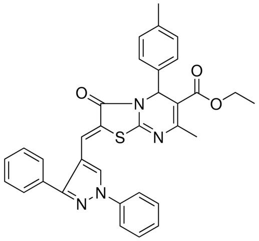 ETHYL (2Z)-2-[(1,3-DIPHENYL-1H-PYRAZOL-4-YL)METHYLENE]-7-METHYL-5-(4-METHYLPHENYL)-3-OXO-2,3-DIHYDRO-5H-[1,3]THIAZOLO[3,2-A]PYRIMIDINE-6-CARBOXYLATE