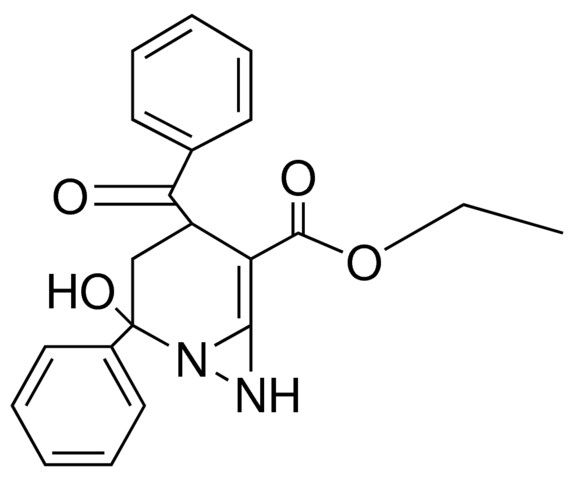 ETHYL 4-BENZOYL-2-HYDROXY-2-PH-1,7-DIAZABICYCLO(4.1.0)HEPT-5-ENE-5-CARBOXYLATE