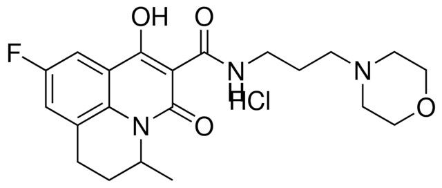 9-FLUORO-7-HYDROXY-3-METHYL-N-[3-(4-MORPHOLINYL)PROPYL]-5-OXO-2,3-DIHYDRO-1H,5H-PYRIDO[3,2,1-IJ]QUINOLINE-6-CARBOXAMIDE HYDROCHLORIDE