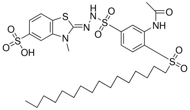 ACETAMIDOHEXADECYLSULFONYLBENZENESULFONIC (ME-SULFO-BENZOTHIAZOLINYLIDEN)HYDRAZ