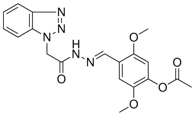 ACETIC ACID 4-((BENZOTRIAZOL-1-YL-AC)-HYDRAZONOMETHYL)-2,5-DIMETHOXY-PH ESTER