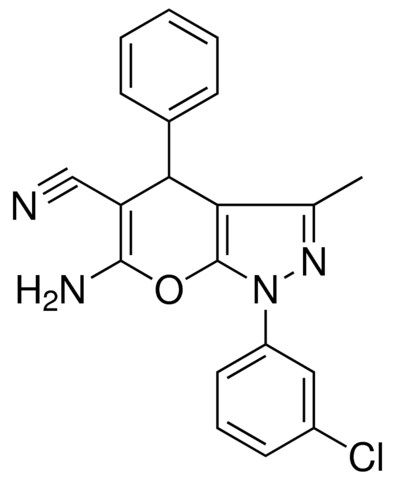 6-AMINO-1-(3-CL-PH)-3-ME-4-PH-1,4-DIHYDRO-PYRANO(2,3-C)PYRAZOLE-5-CARBONITRILE