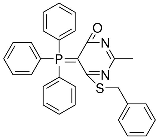 6-BENZYLSULFANYL-2-METHYL-5-(TRIPHENYL-PHOSPHANYLIDENE)-5H-PYRIMIDIN-4-ONE