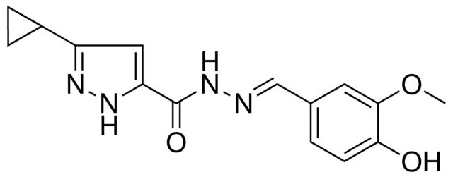 5-CYCLOPROPYL-2H-PYRAZOLE-3-CARBOXYLIC ACID (4-HO-3-MEO-BENZYLIDENE)-HYDRAZIDE