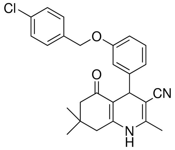 4-(3-((4-CHLOROBENZYL)OXY)PHENYL)-2,7,7-TRIMETHYL-5-OXO-1,4,5,6,7,8-HEXAHYDRO-3-QUINOLINECARBONITRILE