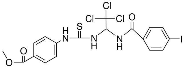 4-(3-(2,2,2-TRICHLORO-1-(4-I-BENZOYLAMINO)-ET)-THIOUREIDO)-BENZOIC ACID ME ESTER