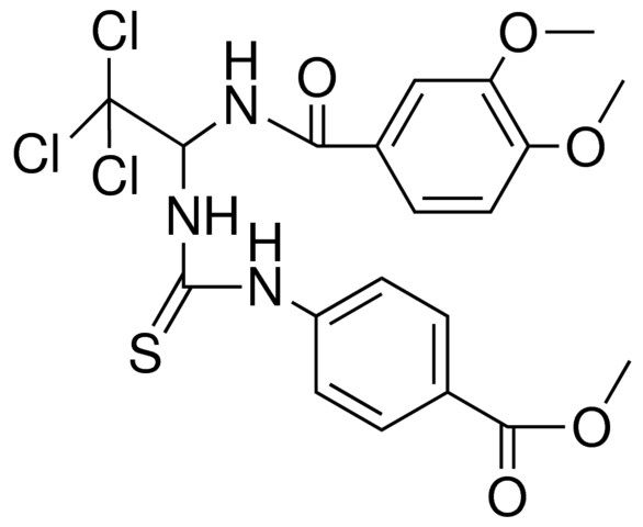 4-(3-(2,2,2-TRI-CL-1-(DI-MEO-BENZOYLAMINO)-ET)-THIOUREIDO)-BENZOIC ACID ME ESTER