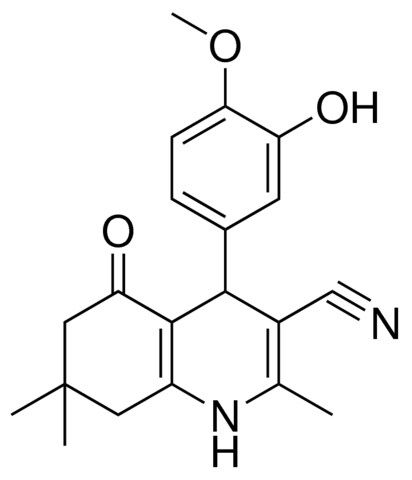 4-(3-HO-4-MEO-PH)-2,7,7-TRIMETHYL-5-OXO-1,4,5,6,7,8-6H-QUINOLINE-3-CARBONITRILE