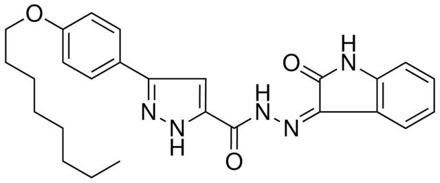 3-[4-(OCTYLOXY)PHENYL]-N'-[(3Z)-2-OXO-1,2-DIHYDRO-3H-INDOL-3-YLIDENE]-1H-PYRAZOLE-5-CARBOHYDRAZIDE