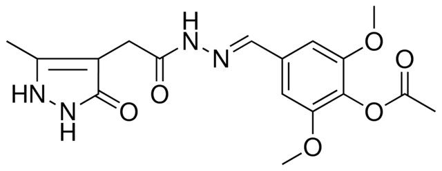 2,6-DIMETHOXY-4-((E)-{[(5-METHYL-3-OXO-2,3-DIHYDRO-1H-PYRAZOL-4-YL)ACETYL]HYDRAZONO}METHYL)PHENYL ACETATE