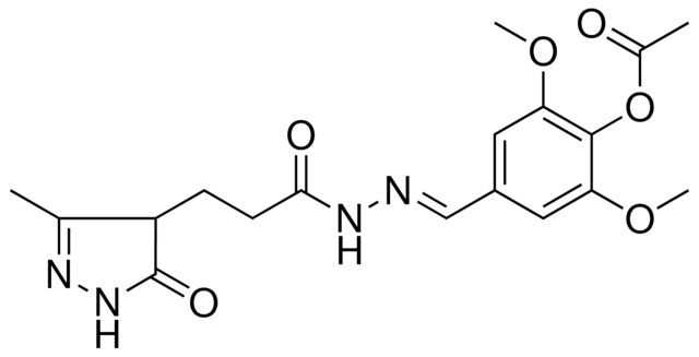 2,6-DIMETHOXY-4-((E)-{[3-(3-METHYL-5-OXO-4,5-DIHYDRO-1H-PYRAZOL-4-YL)PROPANOYL]HYDRAZONO}METHYL)PHENYL ACETATE