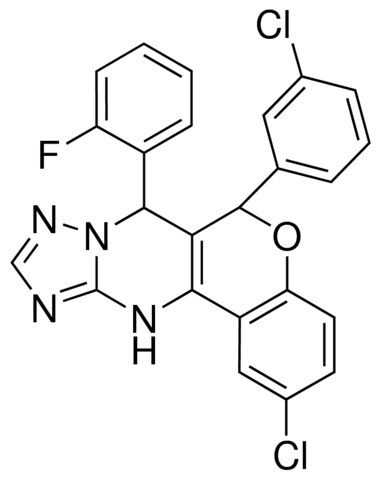 2-CHLORO-6-(3-CHLOROPHENYL)-7-(2-FLUOROPHENYL)-7,12-DIHYDRO-6H-CHROMENO[4,3-D][1,2,4]TRIAZOLO[1,5-A]PYRIMIDINE