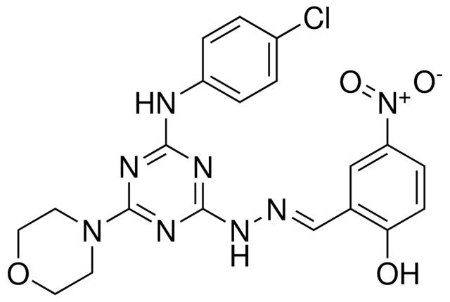 2-HYDROXY-5-NITROBENZALDEHYDE [4-(4-CHLOROANILINO)-6-(4-MORPHOLINYL)-1,3,5-TRIAZIN-2-YL]HYDRAZONE