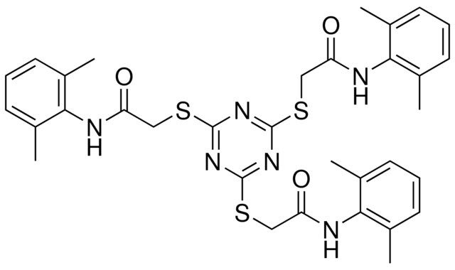 2-[(4,6-BIS{[2-(2,6-DIMETHYLANILINO)-2-OXOETHYL]SULFANYL}-1,3,5-TRIAZIN-2-YL)SULFANYL]-N-(2,6-DIMETHYLPHENYL)ACETAMIDE