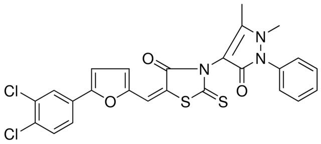 (5E)-5-{[5-(3,4-DICHLOROPHENYL)-2-FURYL]METHYLENE}-3-(1,5-DIMETHYL-3-OXO-2-PHENYL-2,3-DIHYDRO-1H-PYRAZOL-4-YL)-2-THIOXO-1,3-THIAZOLIDIN-4-ONE