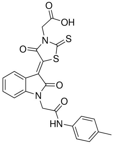 ((5Z)-4-OXO-5-{2-OXO-1-[2-OXO-2-(4-TOLUIDINO)ETHYL]-1,2-DIHYDRO-3H-INDOL-3-YLIDENE}-2-THIOXO-1,3-THIAZOLIDIN-3-YL)ACETIC ACID