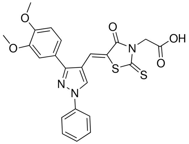 ((5Z)-5-{[3-(3,4-DIMETHOXYPHENYL)-1-PHENYL-1H-PYRAZOL-4-YL]METHYLENE}-4-OXO-2-THIOXO-1,3-THIAZOLIDIN-3-YL)ACETIC ACID