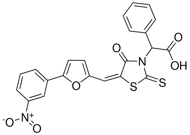 ((5E)-5-{[5-(3-NITROPHENYL)-2-FURYL]METHYLENE}-4-OXO-2-THIOXO-1,3-THIAZOLIDIN-3-YL)(PHENYL)ACETIC ACID