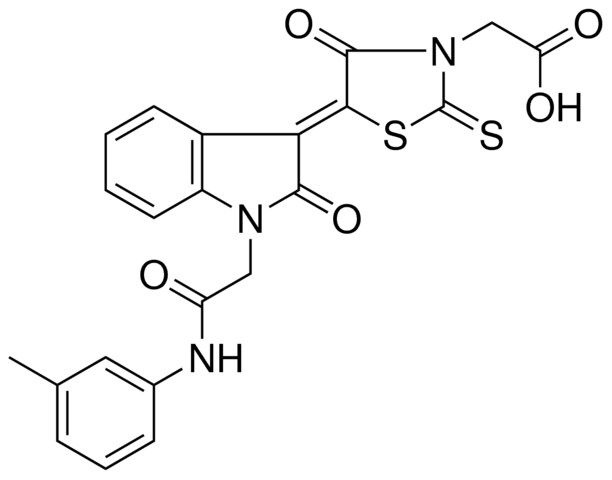 ((5Z)-4-OXO-5-{2-OXO-1-[2-OXO-2-(3-TOLUIDINO)ETHYL]-1,2-DIHYDRO-3H-INDOL-3-YLIDENE}-2-THIOXO-1,3-THIAZOLIDIN-3-YL)ACETIC ACID