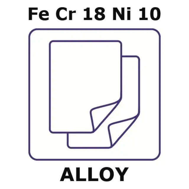 Stainless steel-AISI 304L alloy, Fe/Cr18/Ni10