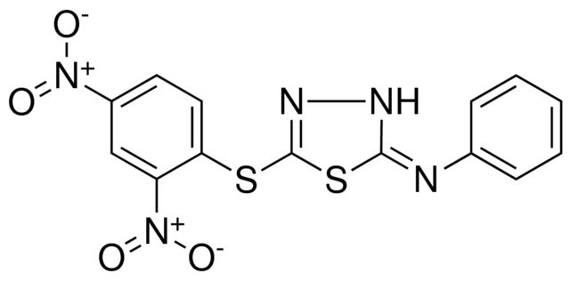 N-(5-((2,4-DINITROPHENYL)THIO)-1,3,4-THIADIAZOL-2(3H)-YLIDENE)ANILINE