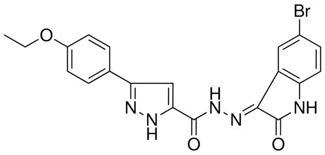 N'-[(3E)-5-BROMO-2-OXO-1,2-DIHYDRO-3H-INDOL-3-YLIDENE]-3-(4-ETHOXYPHENYL)-1H-PYRAZOLE-5-CARBOHYDRAZIDE