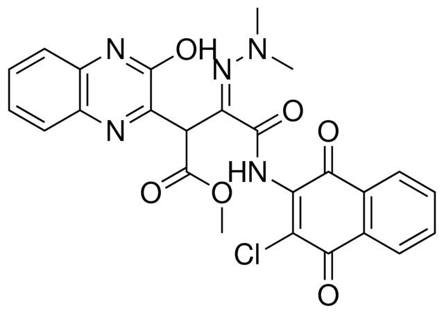 METHYL (3Z)-4-[(3-CHLORO-1,4-DIOXO-1,4-DIHYDRO-2-NAPHTHALENYL)AMINO]-3-(DIMETHYLHYDRAZONO)-2-(3-HYDROXY-2-QUINOXALINYL)-4-OXOBUTANOATE