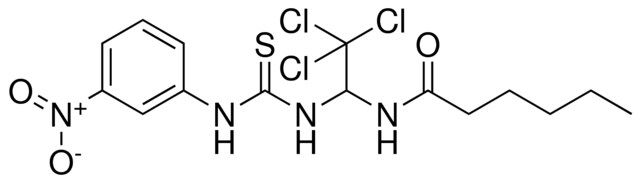 HEXANOIC ACID (2,2,2-TRICHLORO-1-(3-(3-NITRO-PHENYL)-THIOUREIDO)-ETHYL)-AMIDE